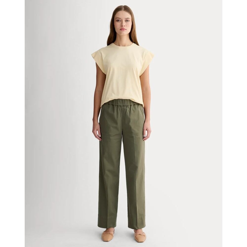 Everlane Organic Cotton Mid-Rise Wide Straight Leg Kalamata Green Pants Size S